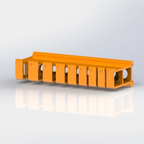 Werkzeughalter für Inbusschlüssel mit T-Griff. Für 8 Schlüssel von T10 bis T50. STL Datei zum Download und Ausdruck auf dem 3D Drucker.